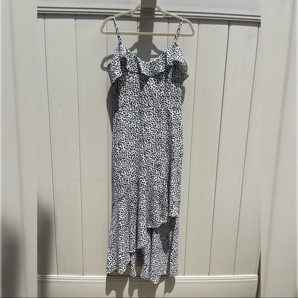BCX Black & White Spotted Long Asymmetrical Dress ✨